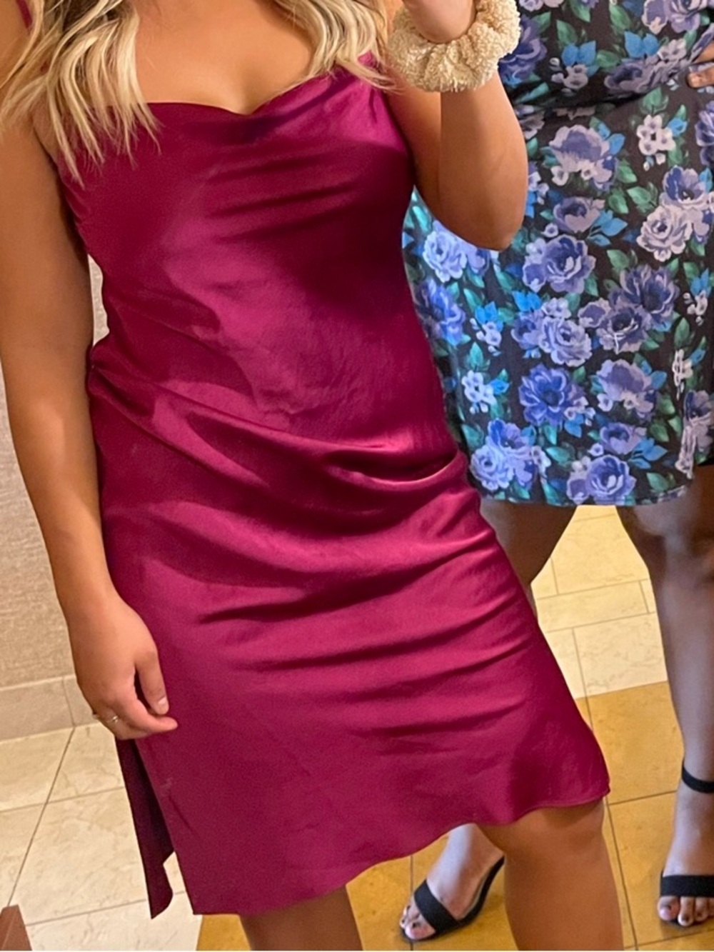 Satin Slip Dress in Wine - Women's Elegant Evening Dress
